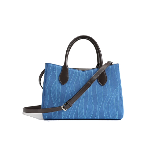 Color-contrast leather shoulder bag | 3D woven pattern small tote, one bag for commuting and shopping