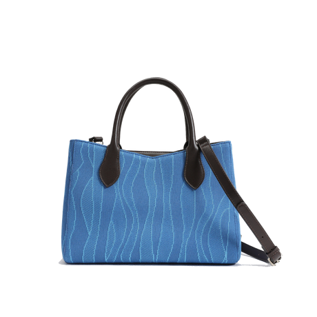 Color-contrast leather shoulder bag | 3D woven pattern small tote, one bag for commuting and shopping