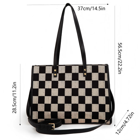Black and gray color-matched tote bag | large capacity, can be carried by hand or cross-body, suitable for street photography and commuting