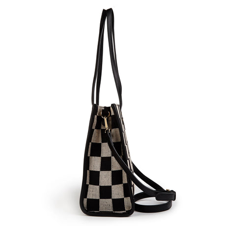 Black and gray color-matched tote bag | large capacity, can be carried by hand or cross-body, suitable for street photography and commuting