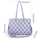 "Taro Mud Chessboard" light purple tote bag | two-in-one handbag and cross-body bag, can hold a computer + documents + girly heart, gentle to the point of breaking the rules