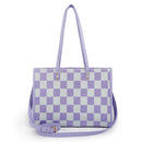 "Taro Mud Chessboard" light purple tote bag | two-in-one handbag and cross-body bag, can hold a computer + documents + girly heart, gentle to the point of breaking the rules