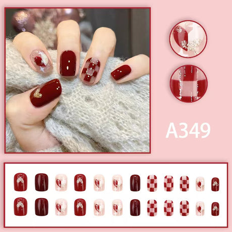 12 boxes / 288 pieces, white light luxury fashion French ins style flash sweet cool simple empress spicy girl new spring wear nail set