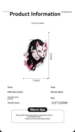 8 new colorful half-arm tattoo stickers, anime colorful waterproof resin one-time tattoo stickers
