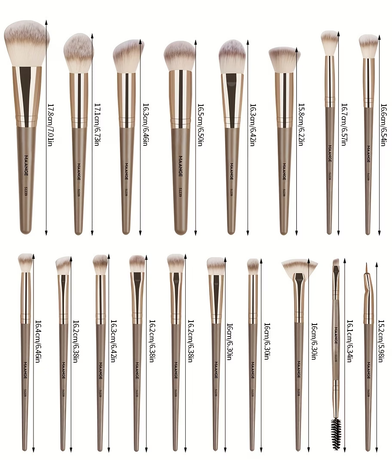 MAANGE 18-piece professional makeup brush set, including 18 makeup brushes + velvet cloth bag, soft brush hair makeup brushes, foundation brush, eye shadow brush, blending brush, concealer brush, eyeliner brush, skin-friendly powder puff set, travel porta