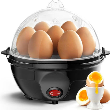 Electric steamed egg cooker | One-touch operation, quick and easy to prevent mistakes, easy to clean, black - PVC material, 220V- 240V power supply, Australian plug