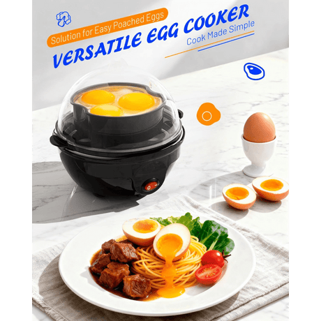 Electric steamed egg cooker | One-touch operation, quick and easy to prevent mistakes, easy to clean, black - PVC material, 220V- 240V power supply, Australian plug