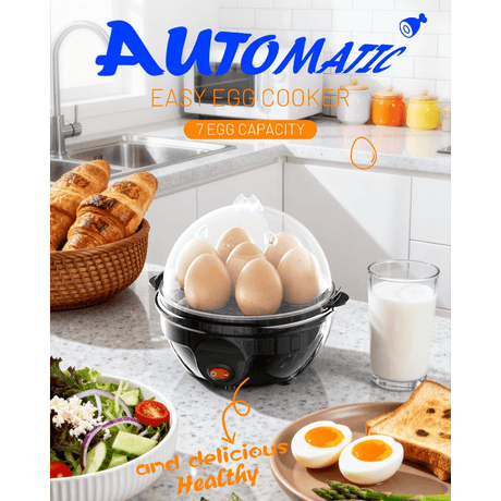 Electric steamed egg cooker | One-touch operation, quick and easy to prevent mistakes, easy to clean, black - PVC material, 220V- 240V power supply, Australian plug