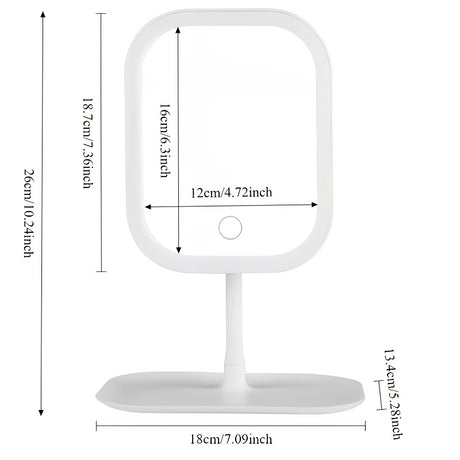 LED makeup mirror, lighted sink mirror, 3-light mode lighting makeup mirror, touch control, portable stand and foldable compact mirror, Light makeup table, rechargeable battery, portable LED makeup mirror, women's Christmas gift, suitable for home / bedro