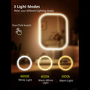 LED makeup mirror, lighted sink mirror, 3-light mode lighting makeup mirror, touch control, portable stand and foldable compact mirror, Light makeup table, rechargeable battery, portable LED makeup mirror, women's Christmas gift, suitable for home / bedro