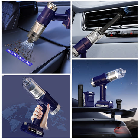 New upgraded wireless handheld car vacuum cleaner, rechargeable, 10000 Pa super strong suction power, two 2000mAh long-lasting batteries, washable dual filter, low noise, suitable for cars and homes, portable and durable car vacuum cleaner Car vacuum clea