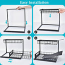 Kitchen sink storage box, pull-out cabinet storage box 2-layer sliding sink rack cabinet storage rack, kitchen bathroom cabinet sink drain storage pull-out frame