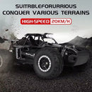 All terrain electric toy car, 1:16 scale model car, 2.4GHz R / C off-road car, top speed of 20 km / h, with headlights and shock absorbers, suitable for birthday gifts for boys over 3 years old