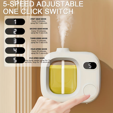 One-button switch, five adjustable intelligent aromatherapy diffuser - suitable for essential oils / perfumes, 500mAh rechargeable battery, USB charging, indoor air freshener, long-lasting home fragrance, smart diffuser with 5 adjustable timer, 500mAh USB