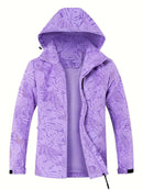 Plus Size Women'S Jacket Spring Autumn Outdoor Coat Detachable Hood Jacket - Black - Size M(AU M/EU48)