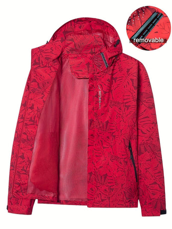 Plus Size Women'S Jacket Spring Autumn Outdoor Coat Detachable Hood Jacket - Black - Size M(AU M/EU48)