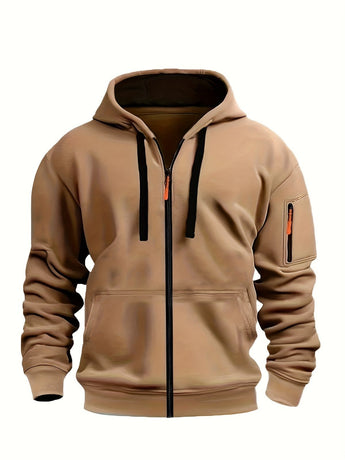 Unisex Hoodie Zip-Up Hoodie Autumn Winter Jacket Fleece Jacket Outdoor Training - Black - Size M(AU M/EU48)