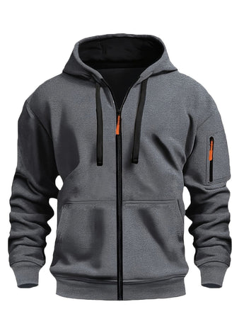 Unisex Hoodie Zip-Up Hoodie Autumn Winter Jacket Fleece Jacket Outdoor Training - Black - Size M(AU M/EU48)