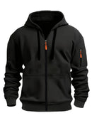Unisex Hoodie Zip-Up Hoodie Autumn Winter Jacket Fleece Jacket Outdoor Training - Black - Size XL(AU XL/EU52)