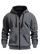 Unisex Hoodie Zip-Up Hoodie Autumn Winter Jacket Fleece Jacket Outdoor Training - Gray - Size XL(AU XL/EU52)