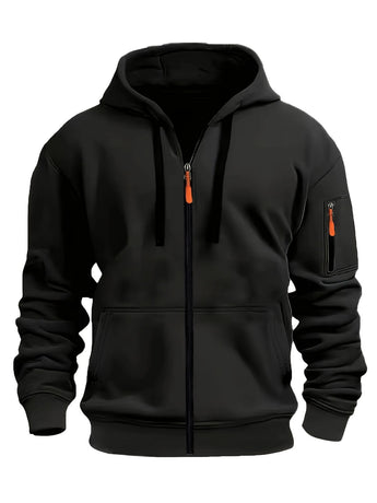 Unisex Hoodie Zip-Up Hoodie Autumn Winter Jacket Fleece Jacket Outdoor Training - Navy - Size S(AU S/EU46)