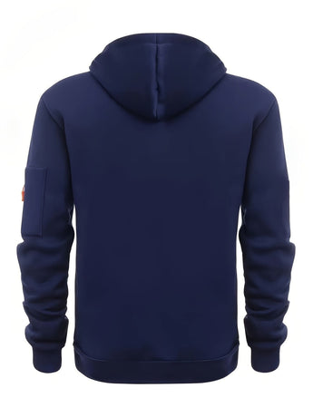 Unisex Hoodie Zip-Up Hoodie Autumn Winter Jacket Fleece Jacket Outdoor Training - Navy - Size S(AU S/EU46)