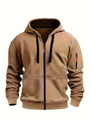 Unisex Hoodie Zip-Up Hoodie Autumn Winter Jacket Fleece Jacket Outdoor Training - Navy - Size XL(AU XL/EU52)