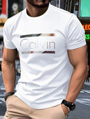 Men'S Casual T-Shirt Short Sleeve Tee Polyester Round Neck Lightweight Everyday - Red - Size 2XL(AU 2XL/EU54)