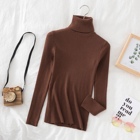 Turtleneck Sweater Women'S Winter Top Thermal Base Layer High Neck Knit - Apricot - Size M(AU M/EU48)