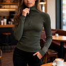 Women'S Turtleneck Top Black High Neck Top Slim Fit Knitwear Winter Layering - Coffee - Size M(AU M/EU48)