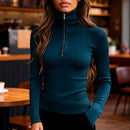 Women'S Turtleneck Top Black High Neck Top Slim Fit Knitwear Winter Layering - Coffee - Size M(AU M/EU48)