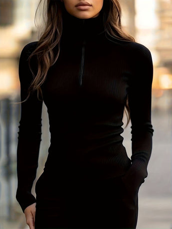 Women'S Turtleneck Top Black High Neck Top Slim Fit Knitwear Winter Layering - Coffee - Size M(AU M/EU48)
