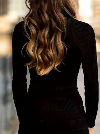 Women'S Turtleneck Top Black High Neck Top Slim Fit Knitwear Winter Layering - Coffee - Size M(AU M/EU48)