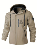 Men'S Hooded Windbreaker Lightweight Windbreaker Casual Jacket With Pockets - Black - Size 2XL(AU 2XL/EU54)