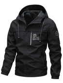 Men'S Hooded Windbreaker Lightweight Windbreaker Casual Jacket With Pockets - Black - Size 2XL(AU 2XL/EU54)