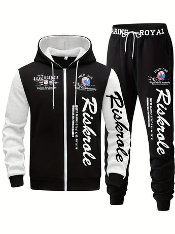 Men'S Hoodie Set Letter Print Hoodie Casual Sportswear Jogger Set Australian - Red - Size XL(AU XL/EU52)