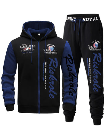 Men'S Hoodie Set Letter Print Hoodie Casual Sportswear Jogger Set Australian - Red - Size XL(AU XL/EU52)