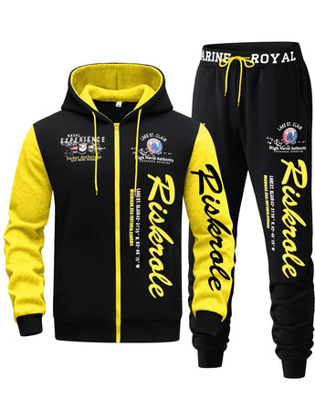 Men'S Hoodie Set Letter Print Hoodie Casual Sportswear Jogger Set Australian - Red - Size XL(AU XL/EU52)