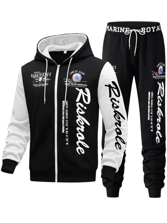 Men'S Hoodie Set Letter Print Hoodie Casual Sportswear Jogger Set Australian - Red - Size XL(AU XL/EU52)