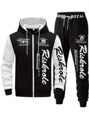 Men'S Hoodie Set Letter Print Hoodie Casual Sportswear Jogger Set Australian - White - Size L(AU L/EU50)