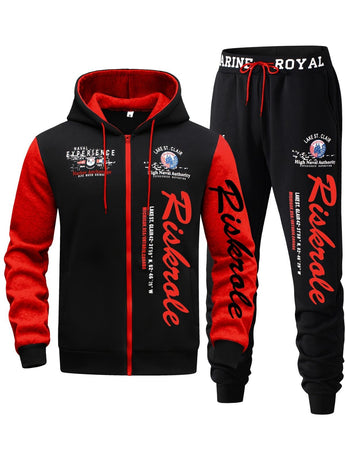 Men'S Hoodie Set Letter Print Hoodie Casual Sportswear Jogger Set Australian - White - Size L(AU L/EU50)