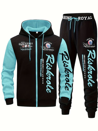 Men'S Hoodie Set Letter Print Hoodie Casual Sportswear Jogger Set Australian - White - Size L(AU L/EU50)