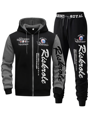 Men'S Hoodie Set Letter Print Hoodie Casual Sportswear Jogger Set Australian - White - Size M(AU M/EU48)
