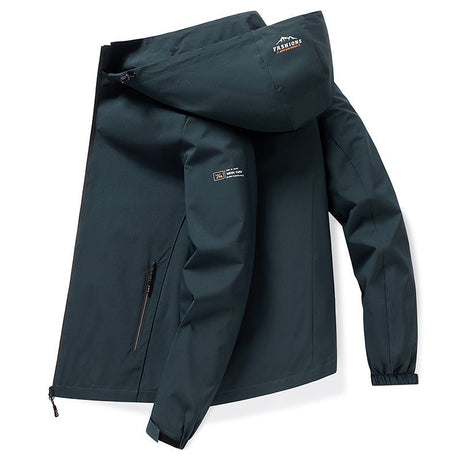 Men'S Hooded Jacket Outdoor Sport Jacket Lightweight Windbreaker Zip Pocket - Black - Size M(AU M/EU48)