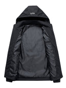 Men'S Hooded Jacket Outdoor Sport Jacket Lightweight Windbreaker Zip Pocket - Black - Size M(AU M/EU48)