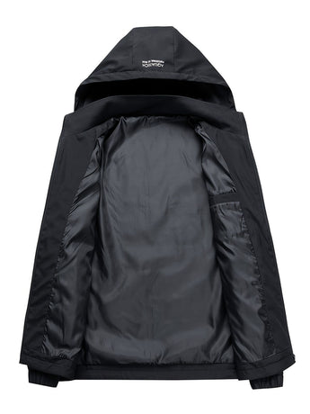 Men'S Hooded Jacket Outdoor Sport Jacket Lightweight Windbreaker Zip Pocket - Black - Size M(AU M/EU48)