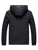 Men'S Hooded Jacket Outdoor Sport Jacket Lightweight Windbreaker Zip Pocket - Dark Blue - Size M(AU M/EU48)