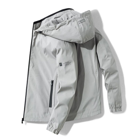 Men'S Hooded Jacket Outdoor Sport Jacket Lightweight Windbreaker Zip Pocket - Dark Green - Size L(AU L/EU50)