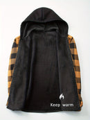 Plaid Hooded Jacket with Velvet Lining - Gray - Size 2XL(AU 2XL/EU54)