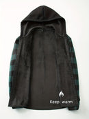 Plaid Hooded Jacket with Velvet Lining - Yellow - Size L(AU L/EU50)